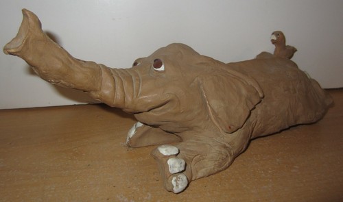 Vintage elephant clay - clay, art